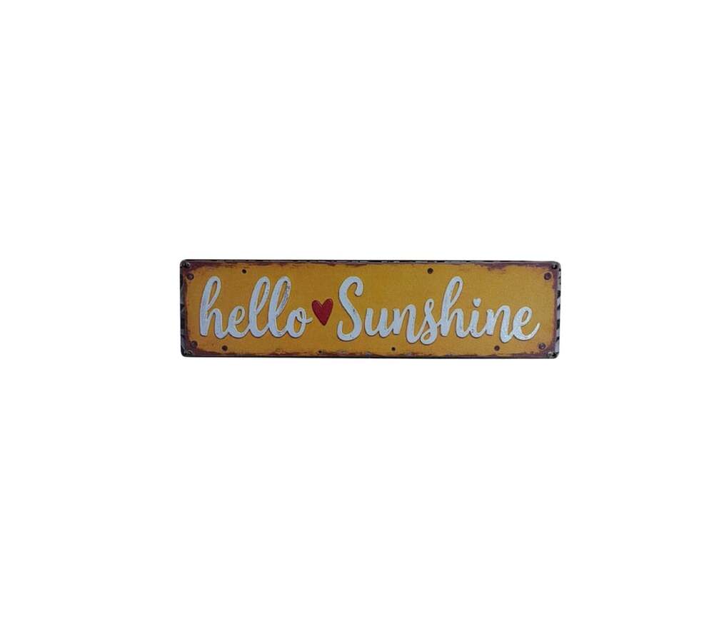 “Hello Sunshine” Wooden Sign 3X12 Vintage Farmhouse Wall Sign